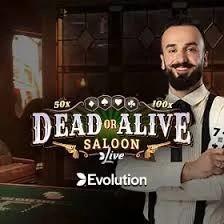 Official Live Dealer logo: Dead or Alive: Saloon by Evolution at Melbet Casino